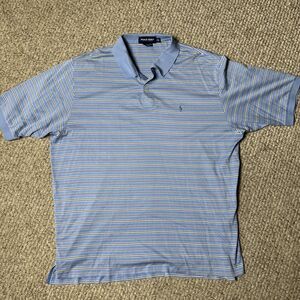 Ralph Lauren Polo Golf Shirt Men’s XXL 100% Pima Cotton Blue Stripes
